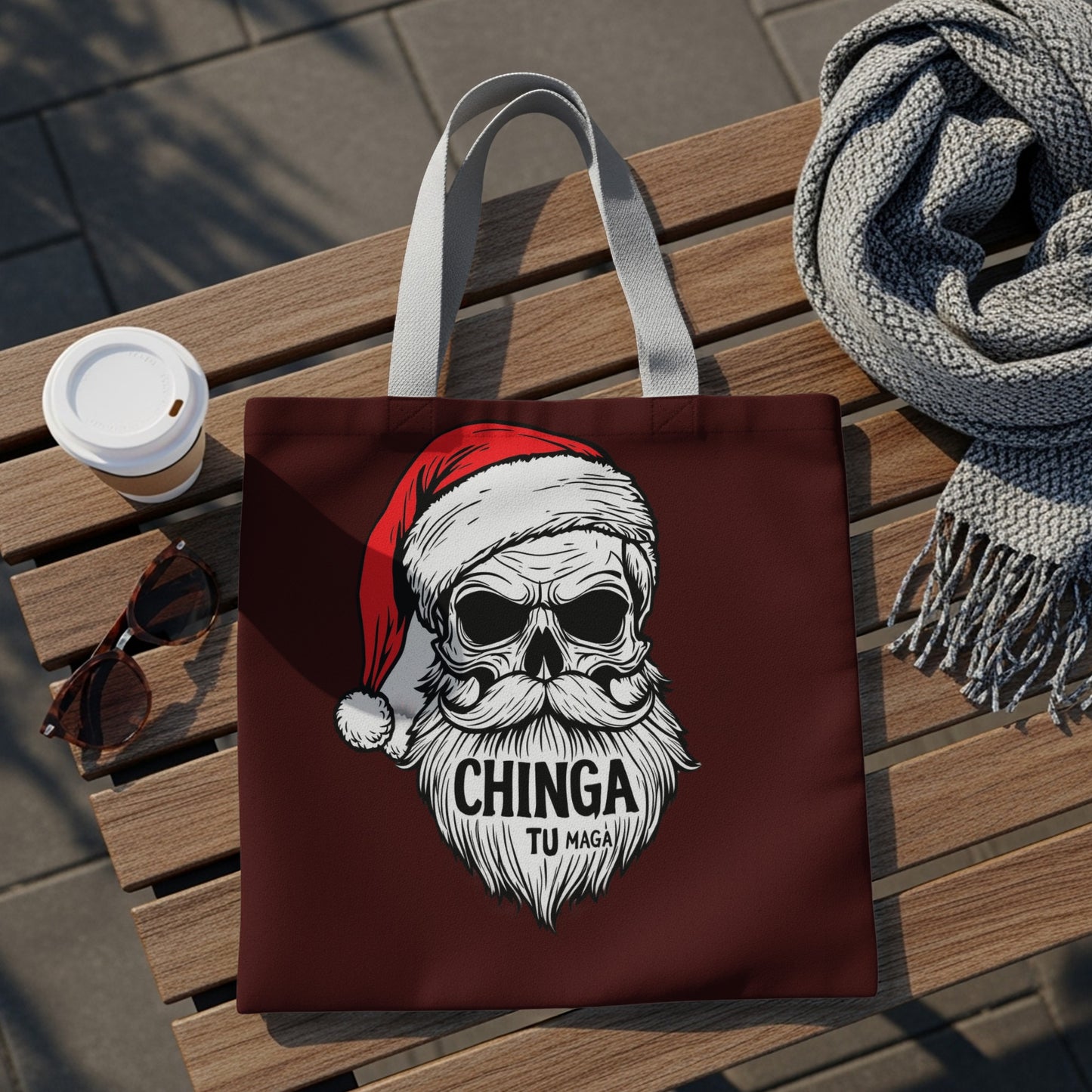 Santa Skull Chinga Tu Maga Tote Bag for Stylish Shoppers