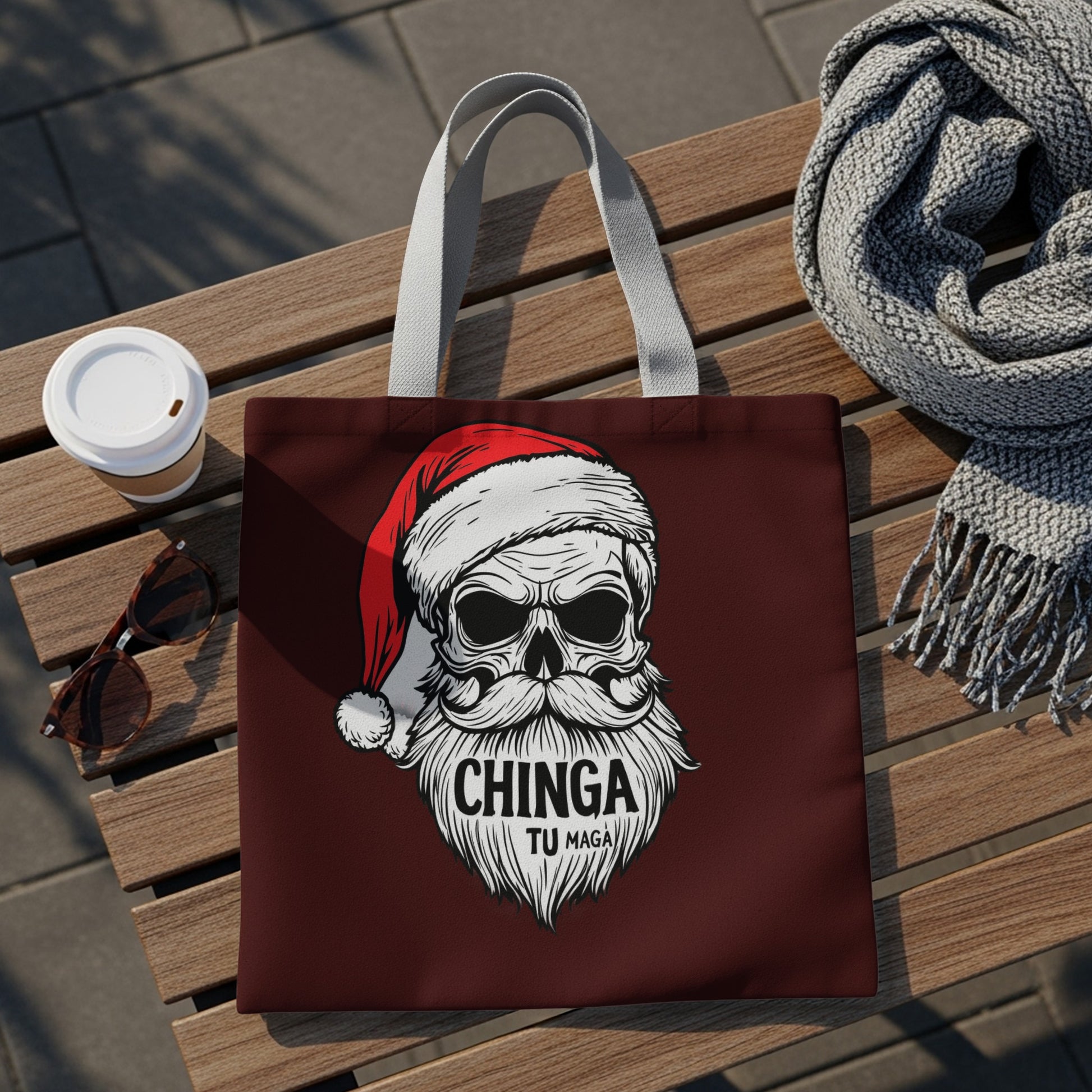 Santa Skull Chinga Tu Maga Tote Bag for Stylish Shoppers