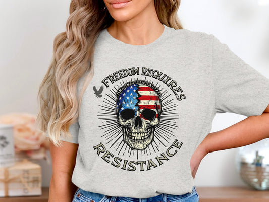 Freedom Requires Resistance Skull Graphic Shirt