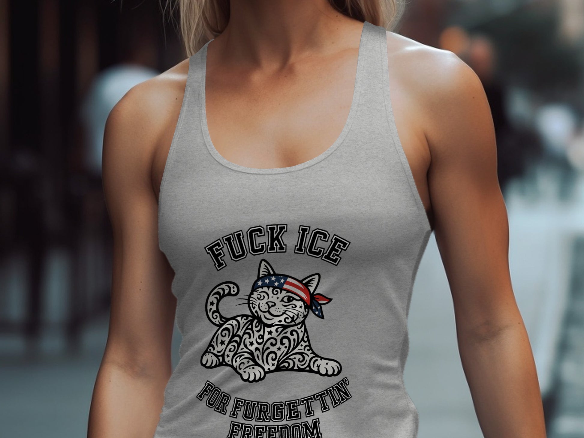 Patriotic Cat with Bandana Graphic Tank Top product