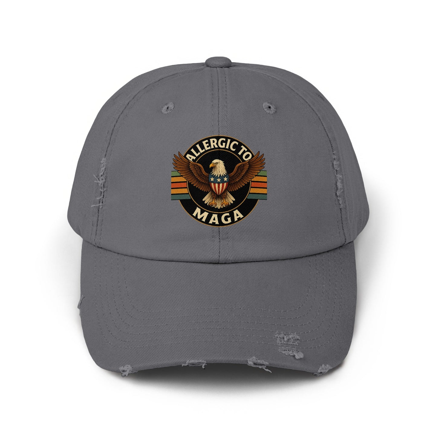 Allergic to MAGA Distressed Grey Baseball Cap product