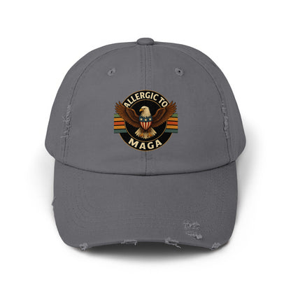 Allergic to MAGA Distressed Grey Baseball Cap product