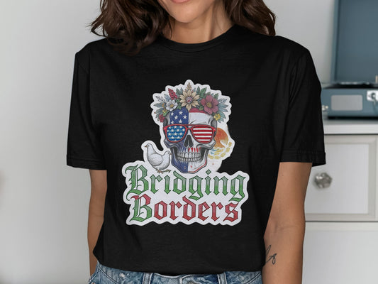 Bridging Borders Skull USA Flag Graphic T-shirt product type