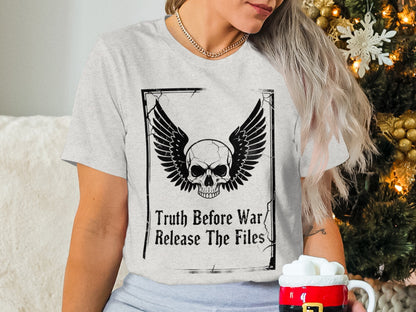 Truth Before War Release The Files Skull Wings Shirt