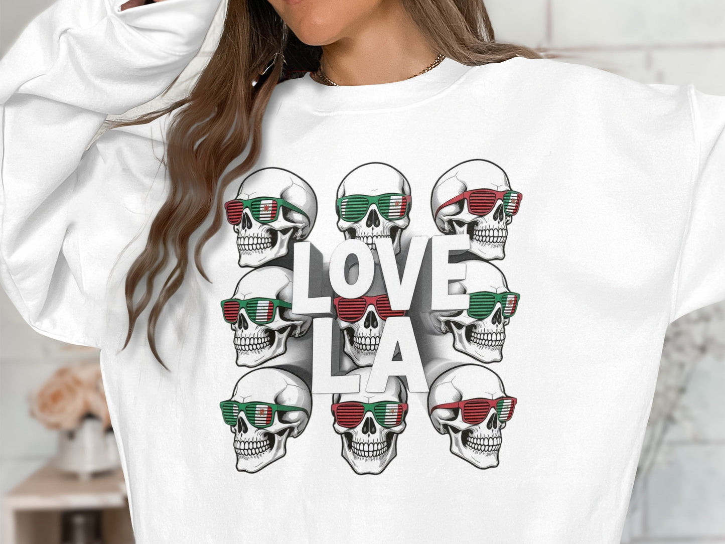 Stylish Love LA Skulls Print Sweatshirt product