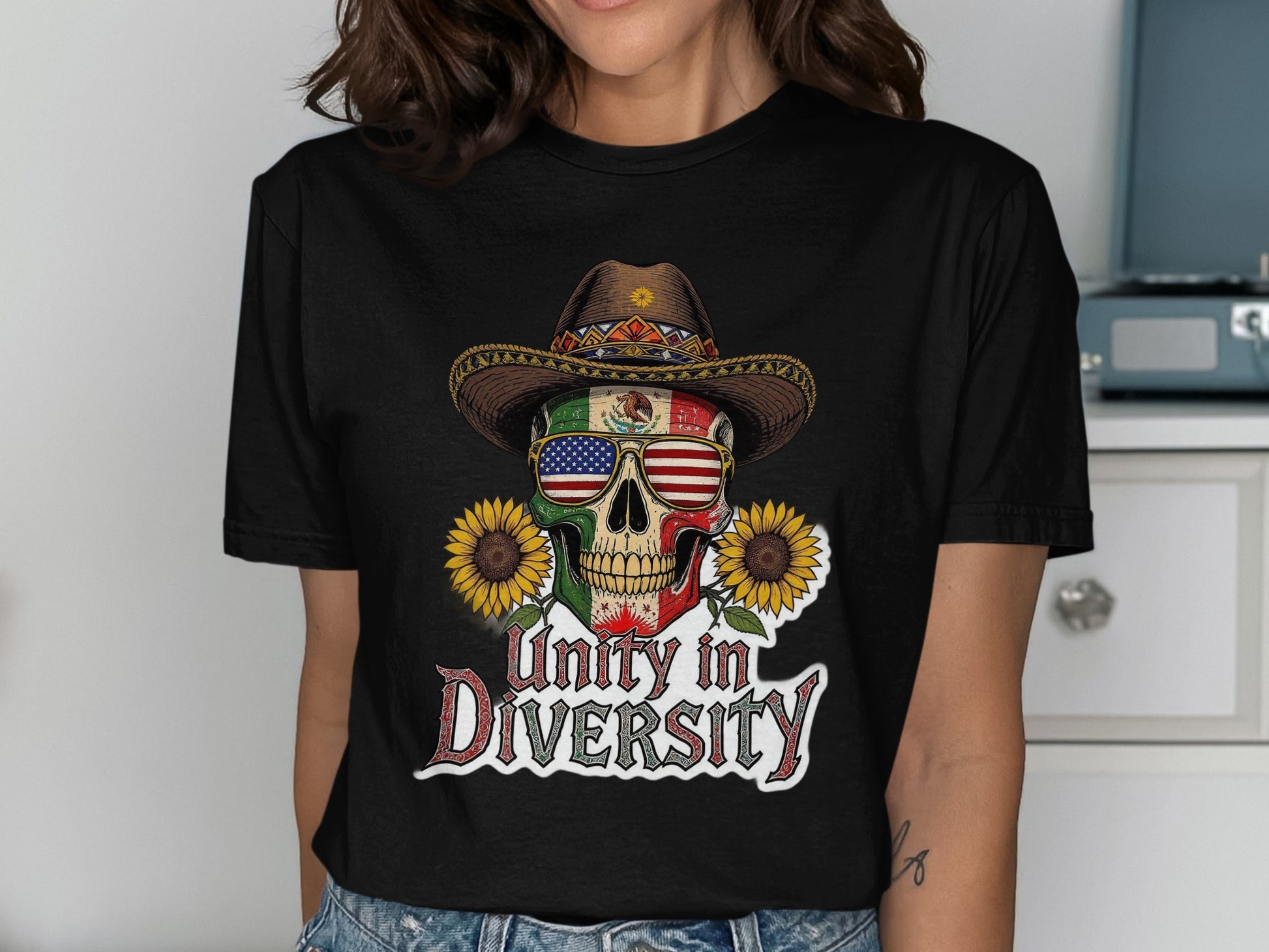 Unity in Diversity Skull Sunflower Style Shirt Product