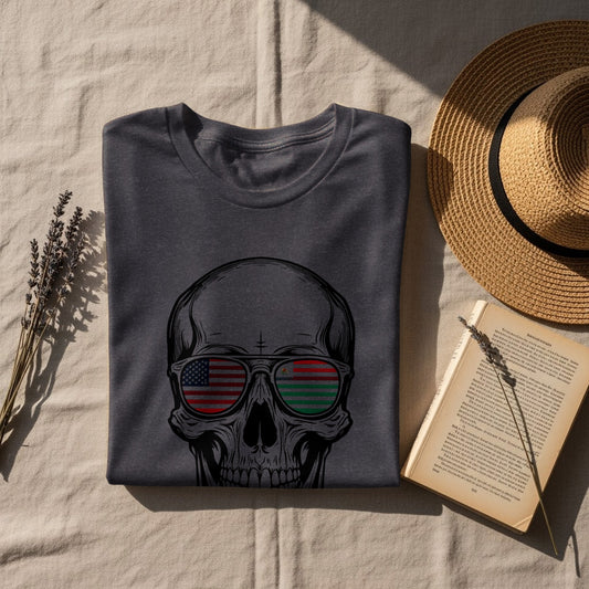 Skull Design T-Shirt American and Italian Flag product type