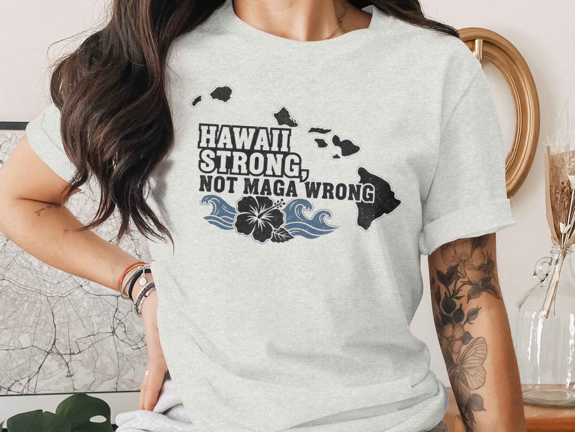 Hawaii Strong Not Maga Wrong Graphic T-shirt product