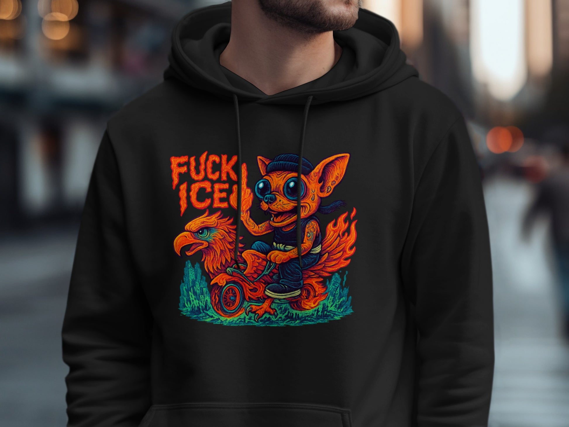 Vibrant Cat and Bird Art Hoodie with Bold Statement product type