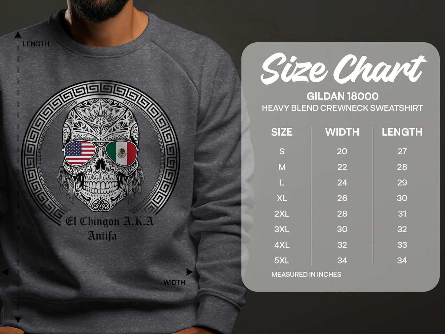 El Chingon A.K.A Antifa Skull Design Sweatshirt