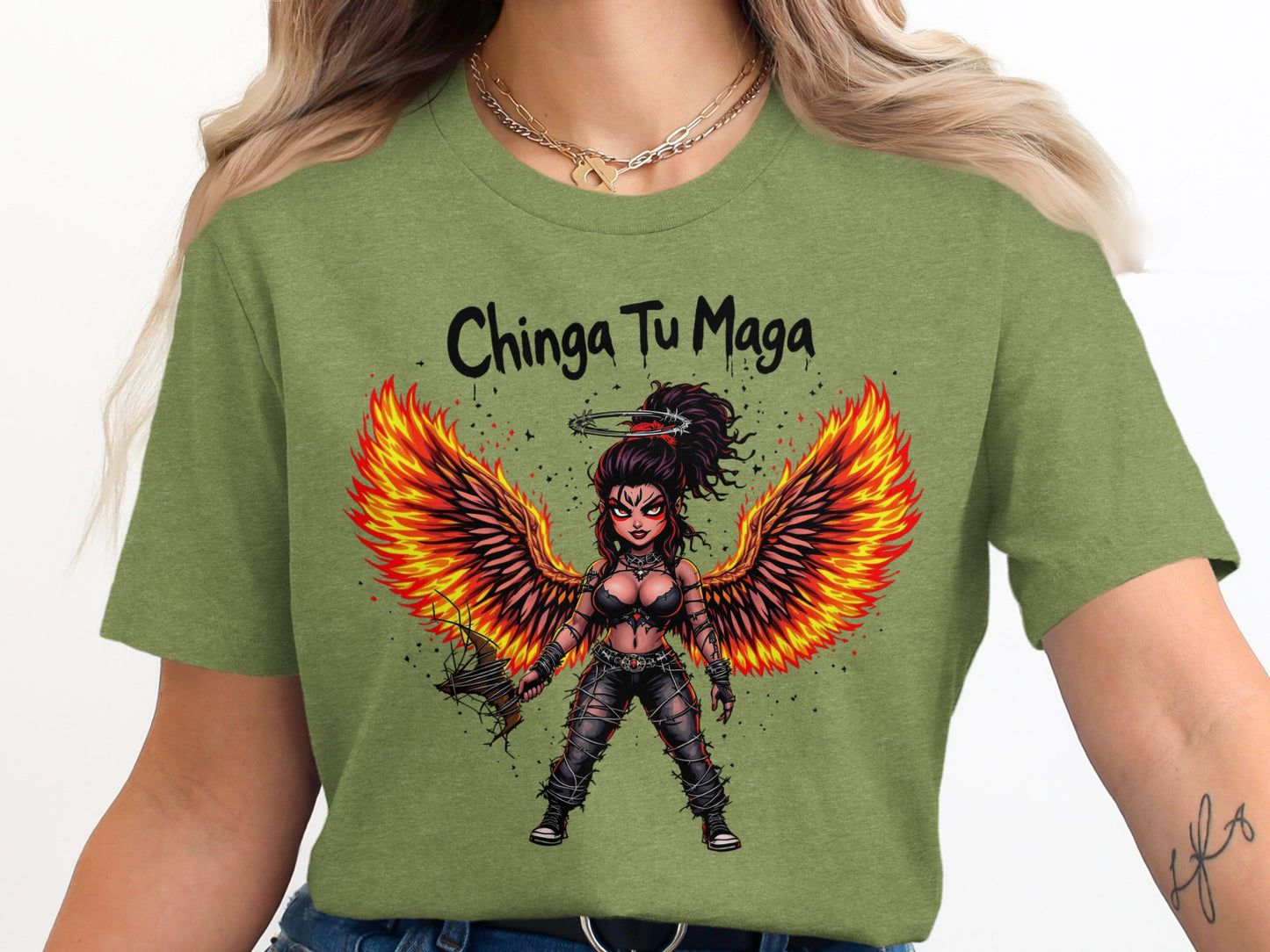Fiery Winged Warrior Graphic Tee Shirt Product Type