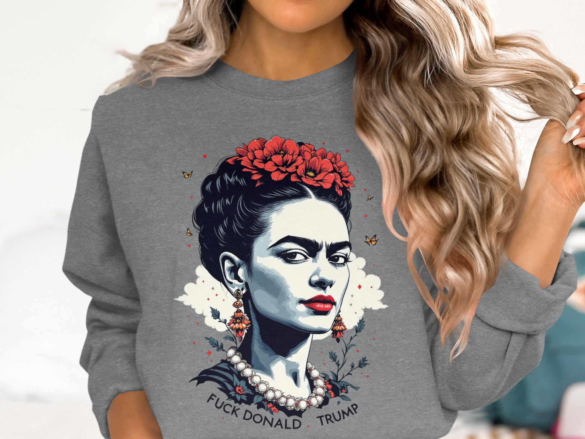 Frida Kahlo Trump Statement Unisex Graphic Sweatshirt