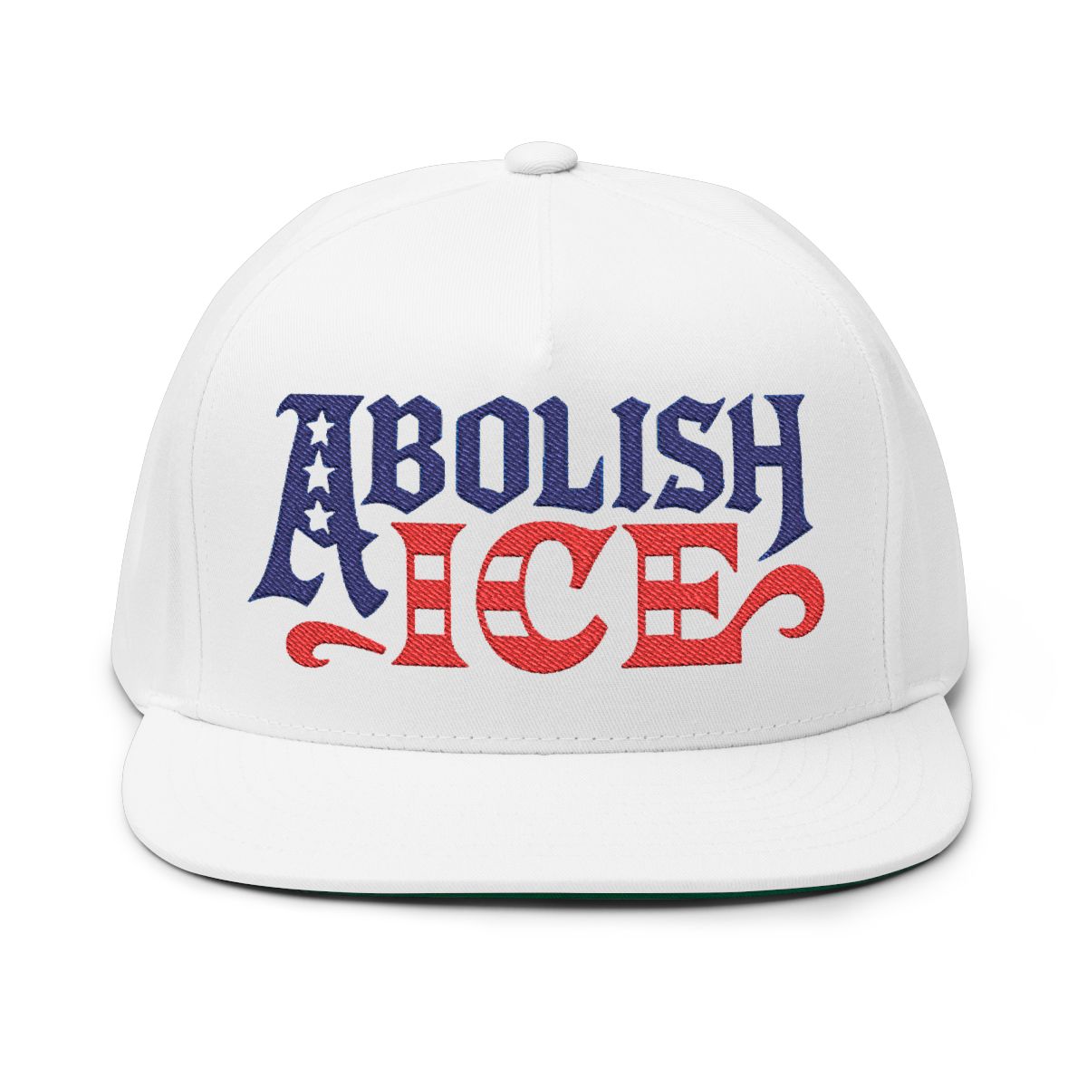 Abolish ICE embroidered white snapback hat