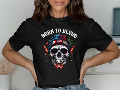 Born to Blend Skull Flame Design T-Shirt product