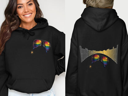 Stylish Hoodie with Colorful Sunglasses Design hoodie