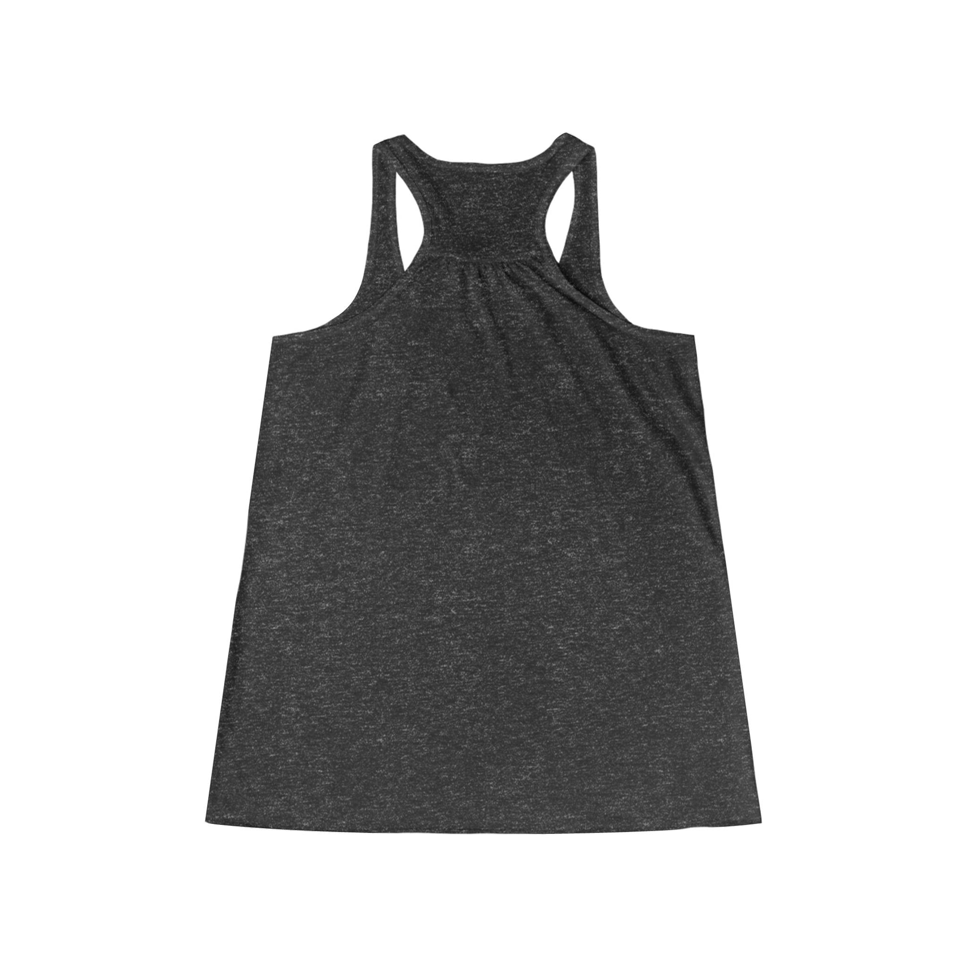 Dark grey heathered tank top with racerback, shown from the back.