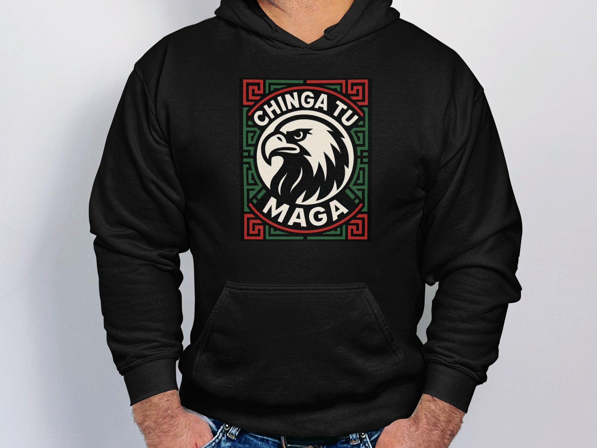 Chinga Tu Maga Black Hooded Sweatshirt Apparel product