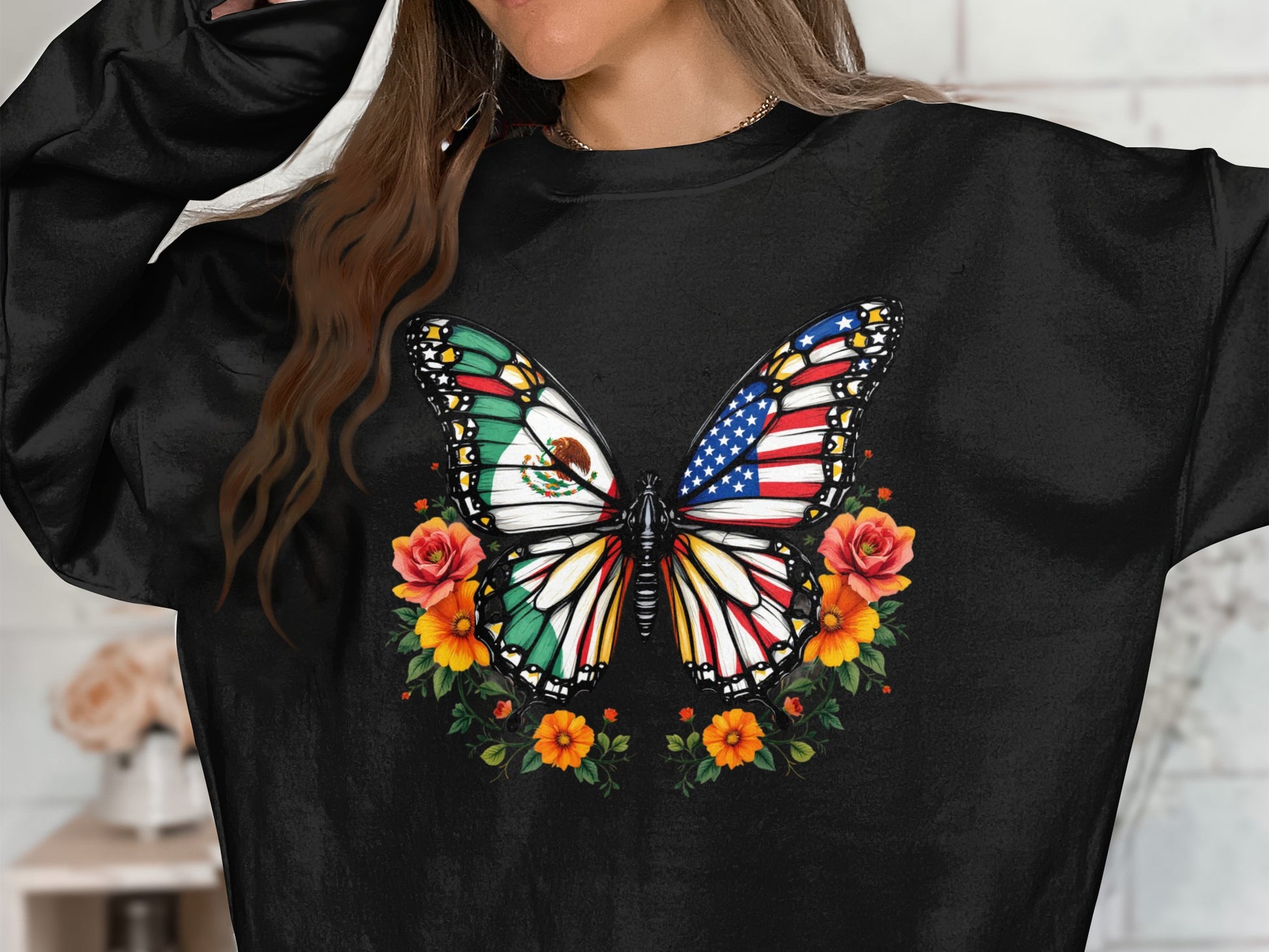 Butterfly Flag Graphic Sweatshirt product type