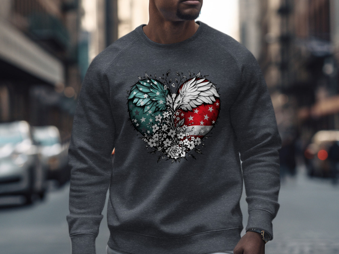 Heart Wings and Floral Design Sweatshirt product