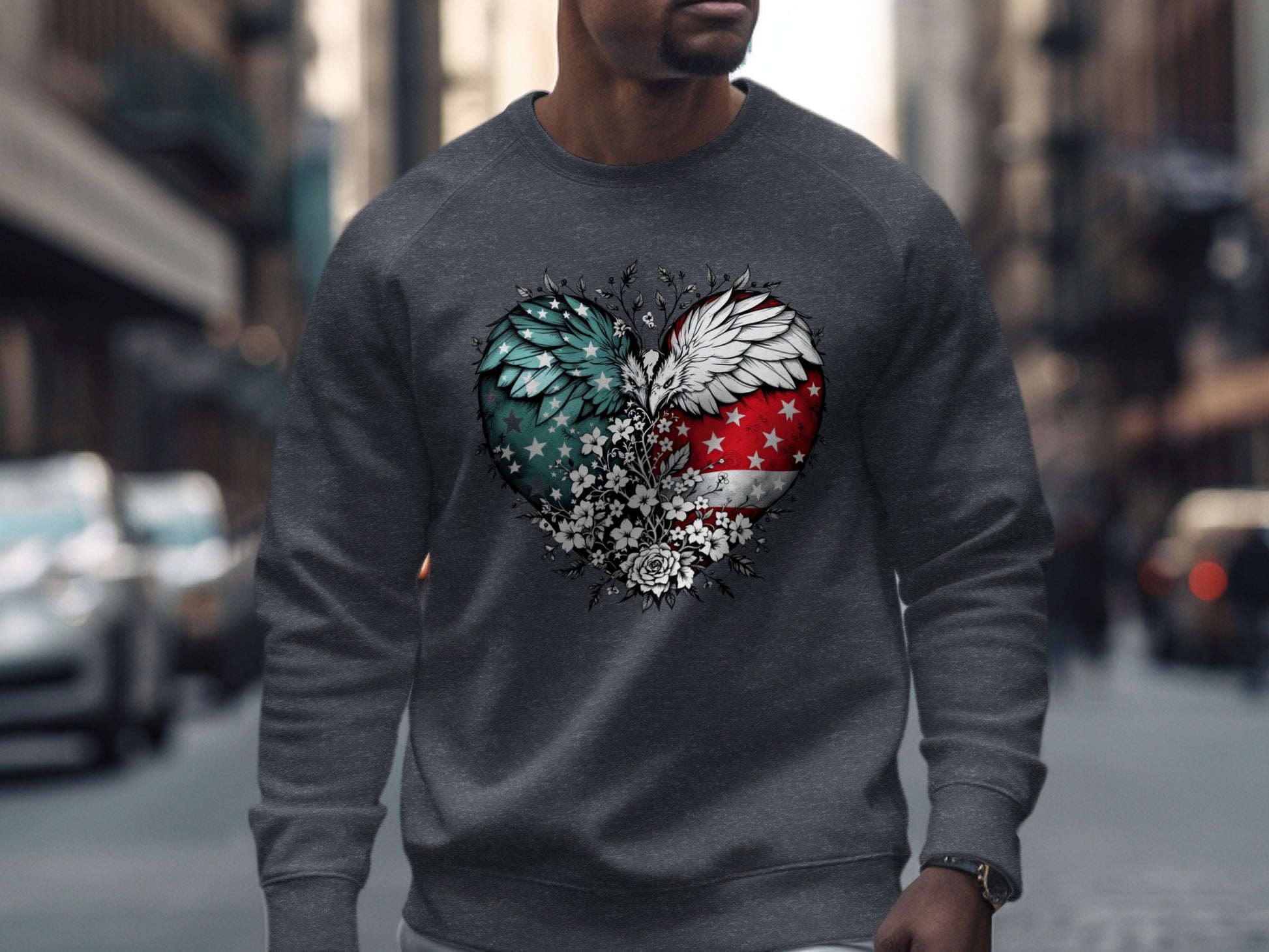 Heart Wings and Floral Design Sweatshirt product