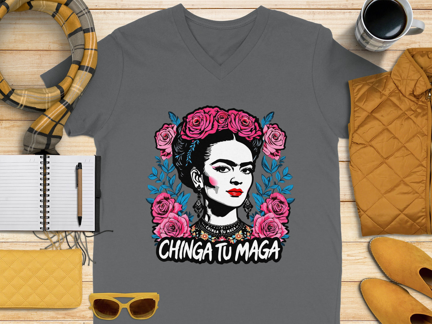 Frida Kahlo Inspired Chinga Tu Maga Graphic T-shirt