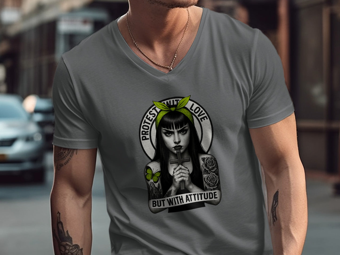 Protest With Love But With Attitude graphic tee product