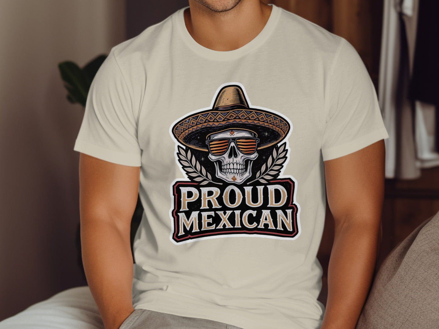 Proud Mexican Skeleton with Hat Graphic T-Shirt product