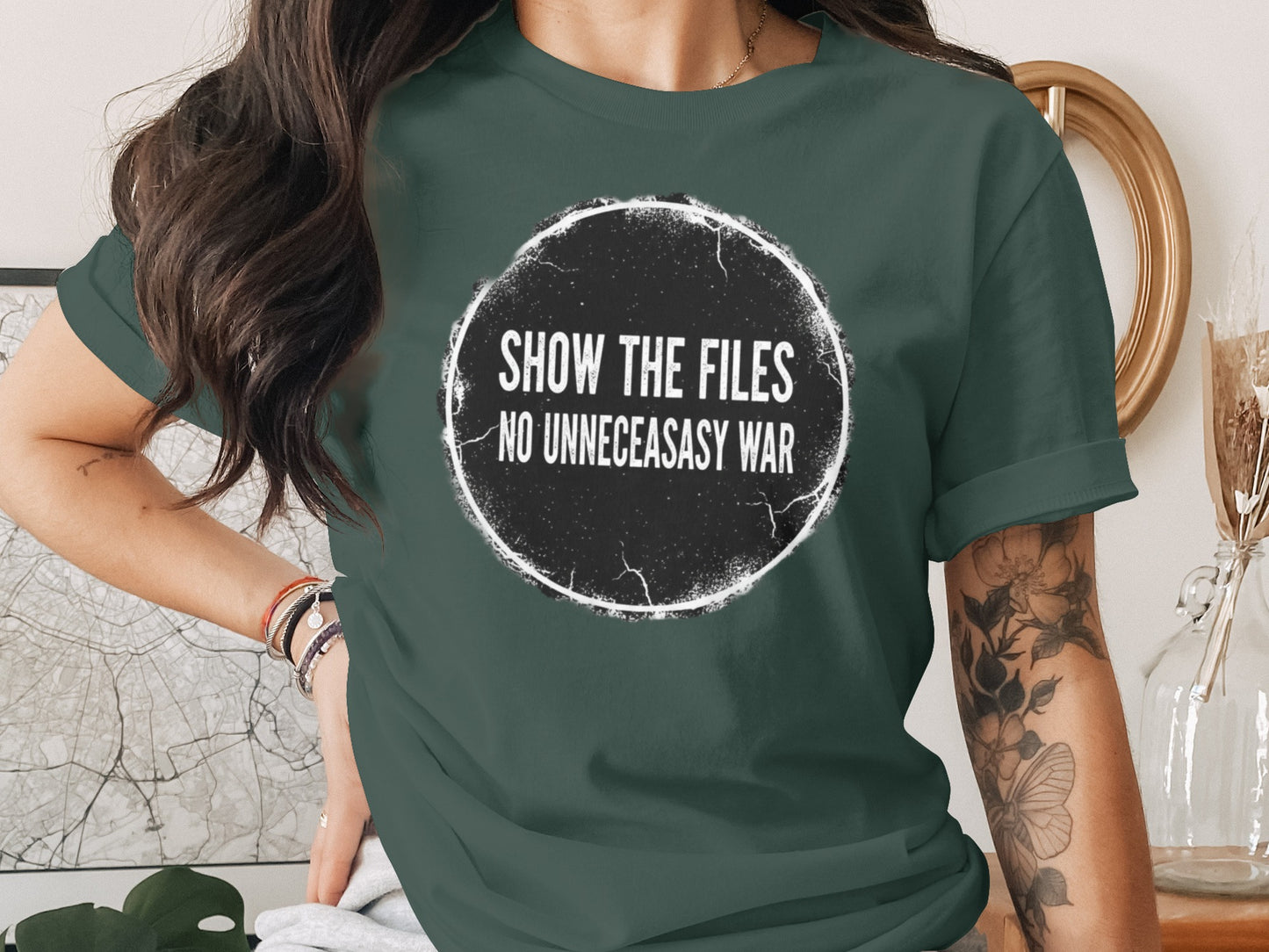 Show the Files No Unneceasay War Graphic T-Shirt