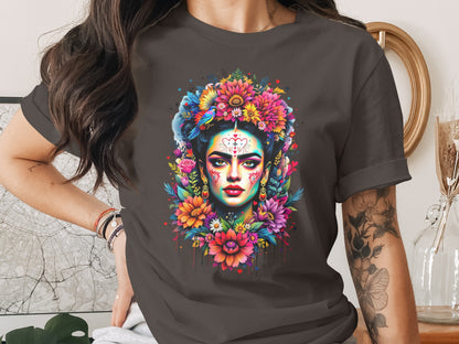 Colorful Floral Woman Face Bird Hearts Design product type