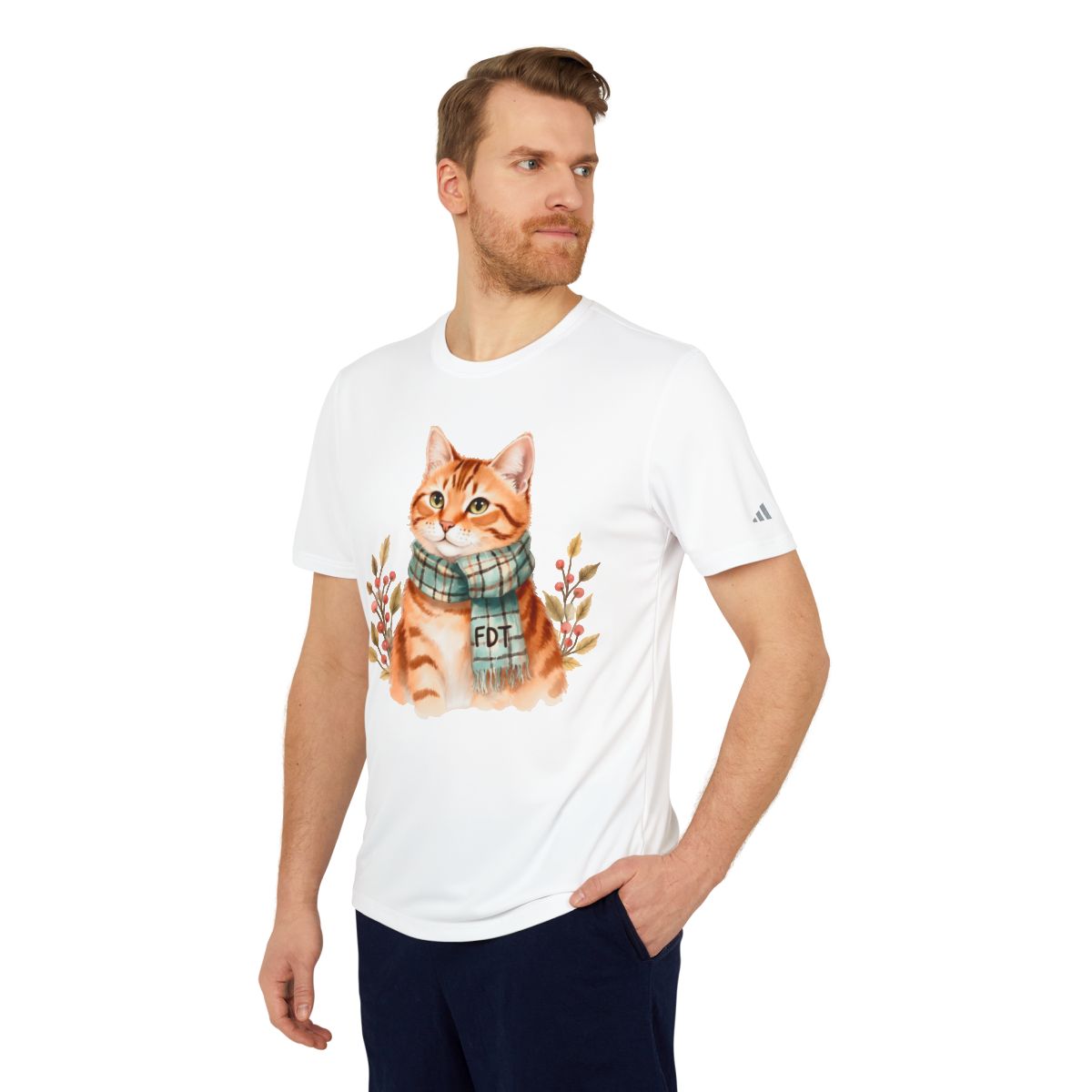 Adorable Cat with Scarf Graphic Print T-Shirt