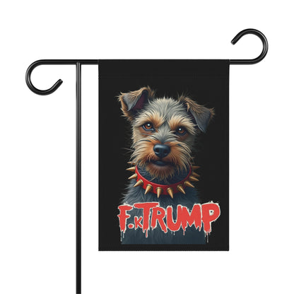 Anti Trump Garden Flag with Terrier Illustration