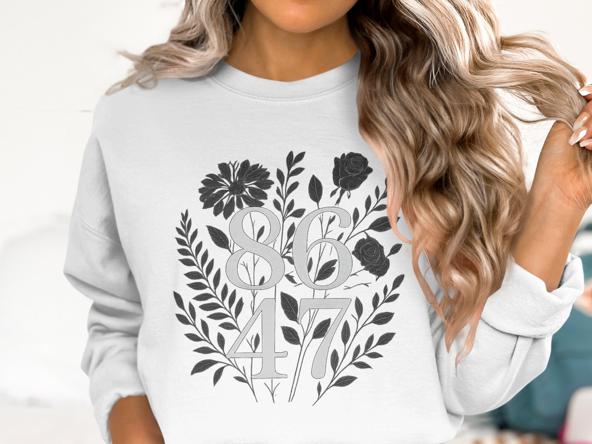 Retro Floral 86 47 Graphic Long Sleeve Sweatshirt product
