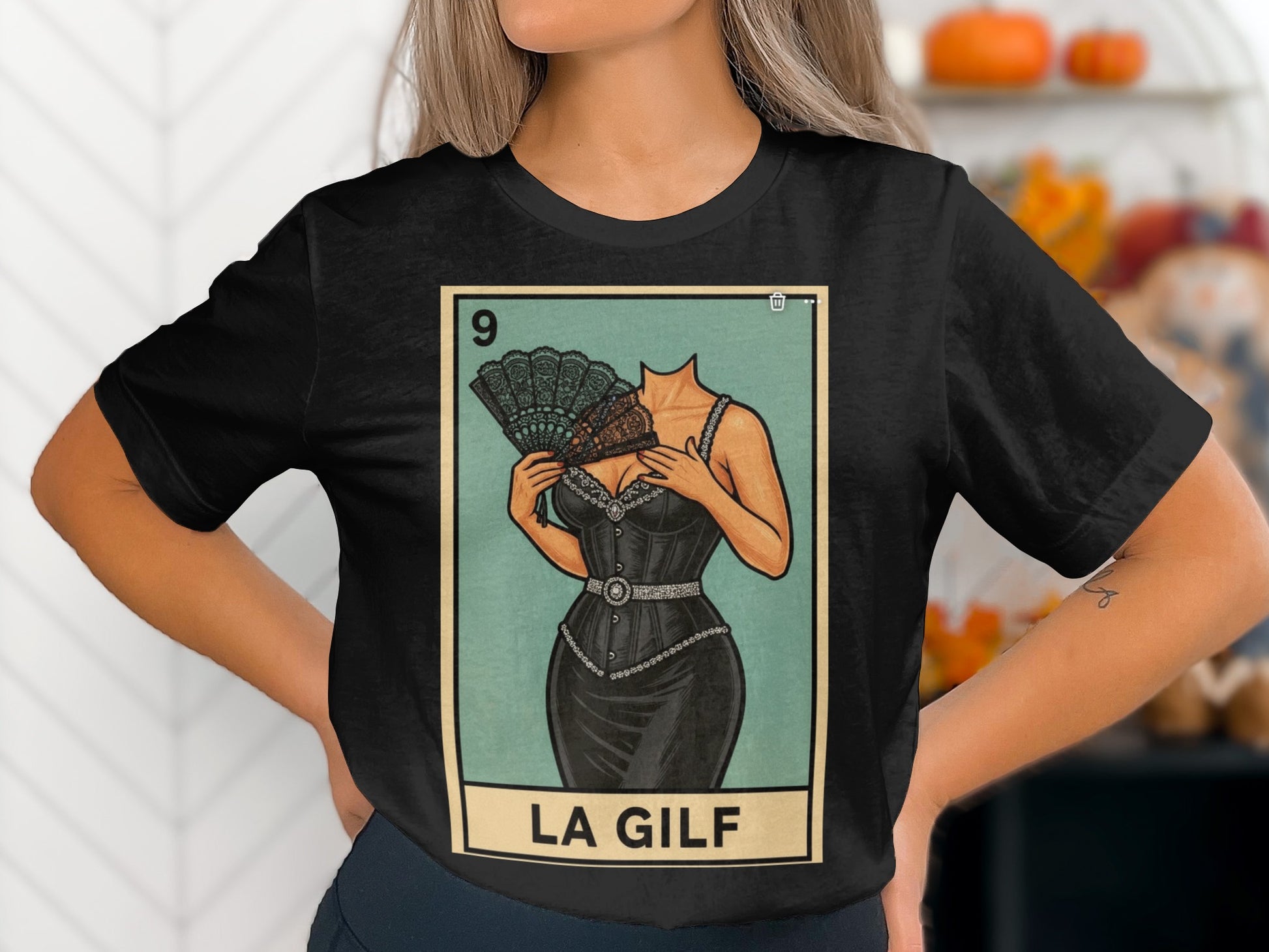 La Gilf Headless Card Graphic Black T-shirt Product Type