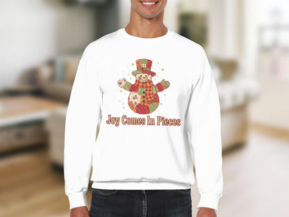 Joy Comes In Pieces Snowman Print Sweatshirt