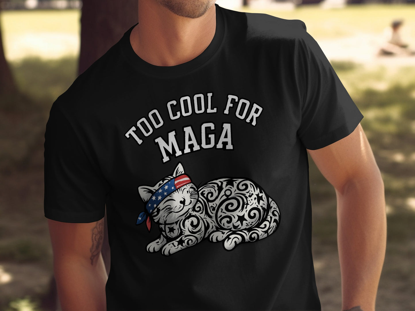 Too Cool For MAGA Cat Graphic T-shirt product