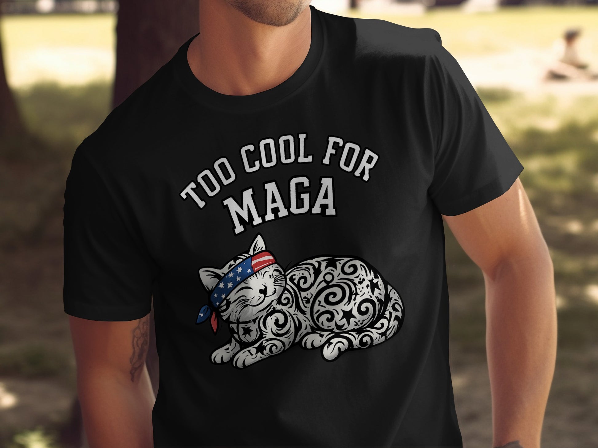 Too Cool For MAGA Cat Graphic T-shirt product