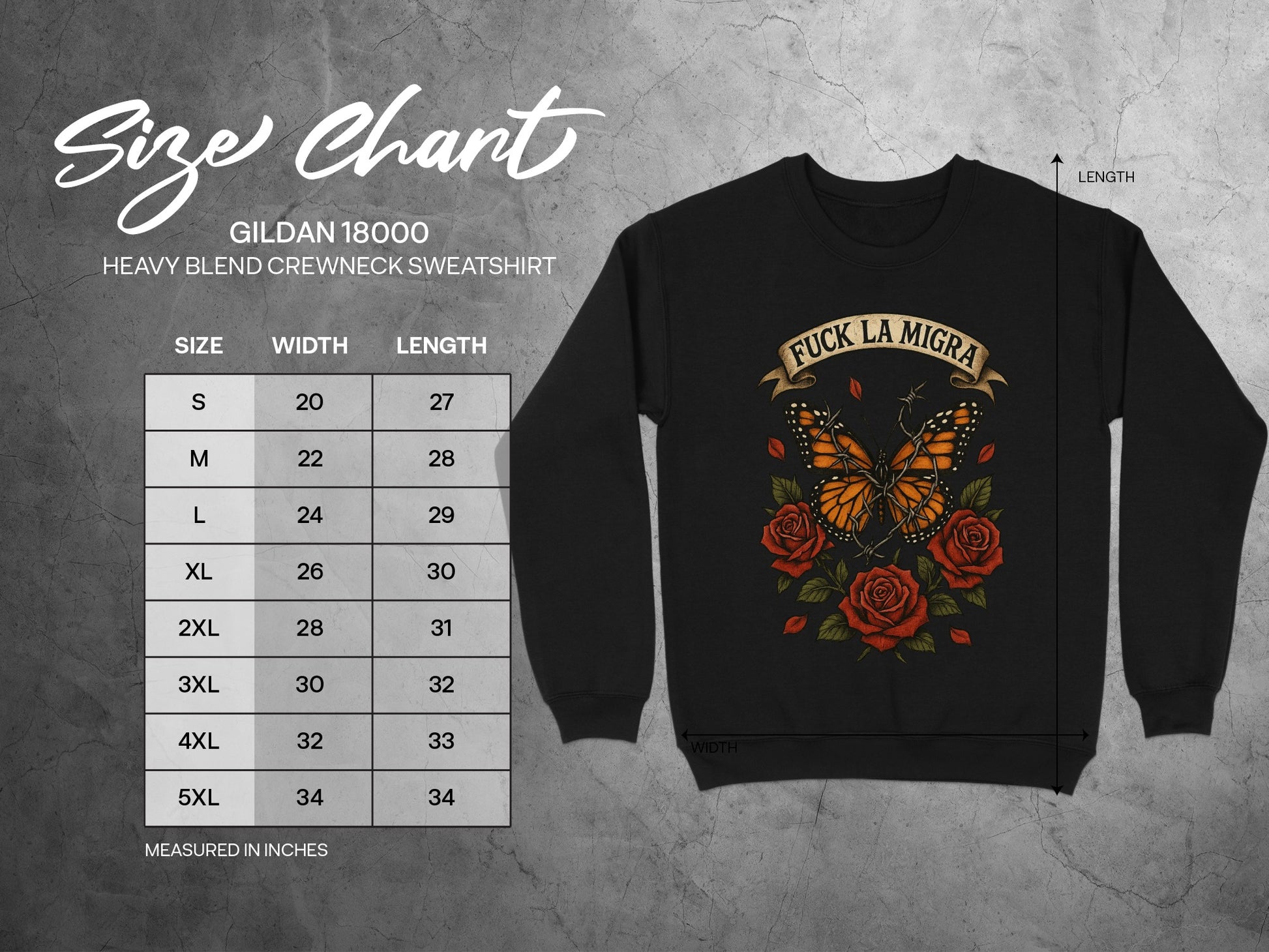 Gildan Crewneck Sweatshirt with Butterfly and Roses product