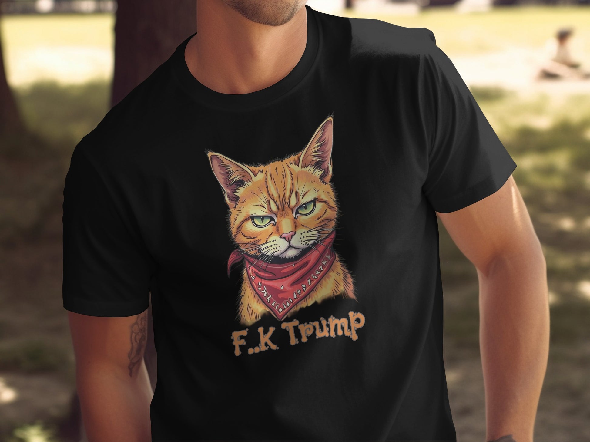 Disgruntled Cat With Red Bandana Graphic T-shirt product