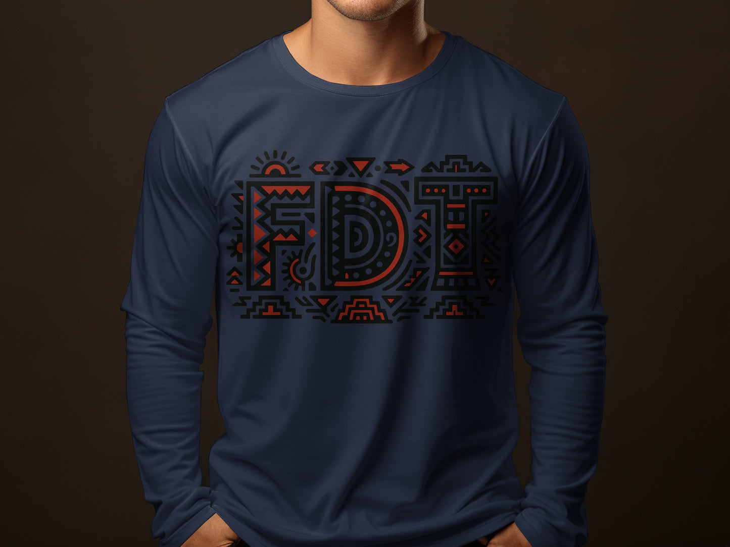Artistic Geometric FDT Design Long Sleeve Shirt