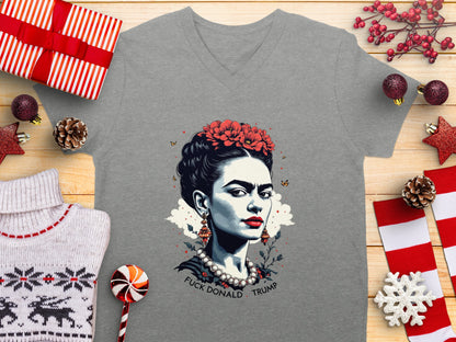 Frida Kahlo Graphic Tee with Unique Floral Design