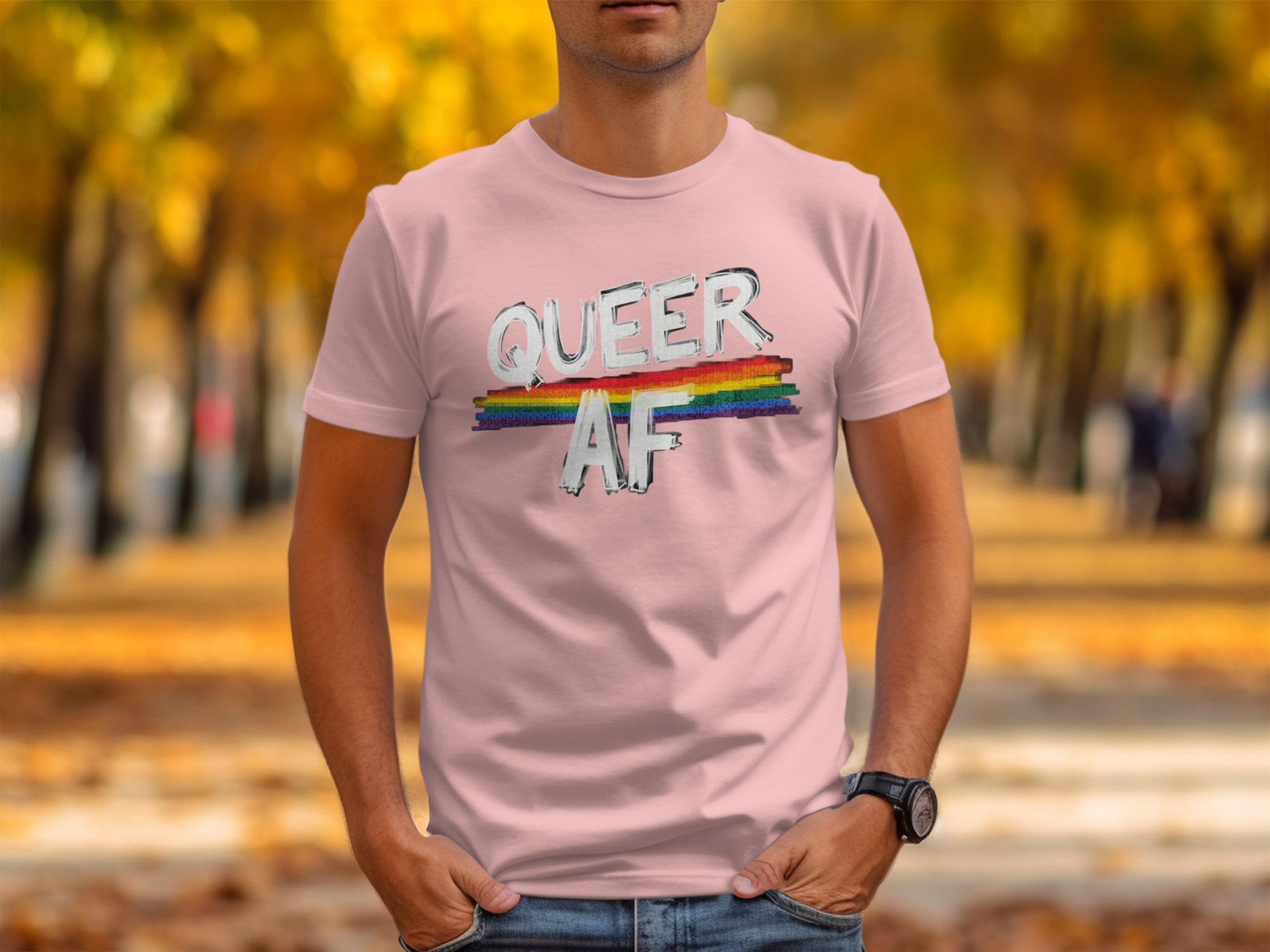 Queer AF Rainbow Graphic Tee Pride T-shirt product type