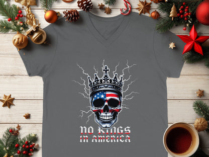 No Kings in America Skull Crown Graphic T-Shirt