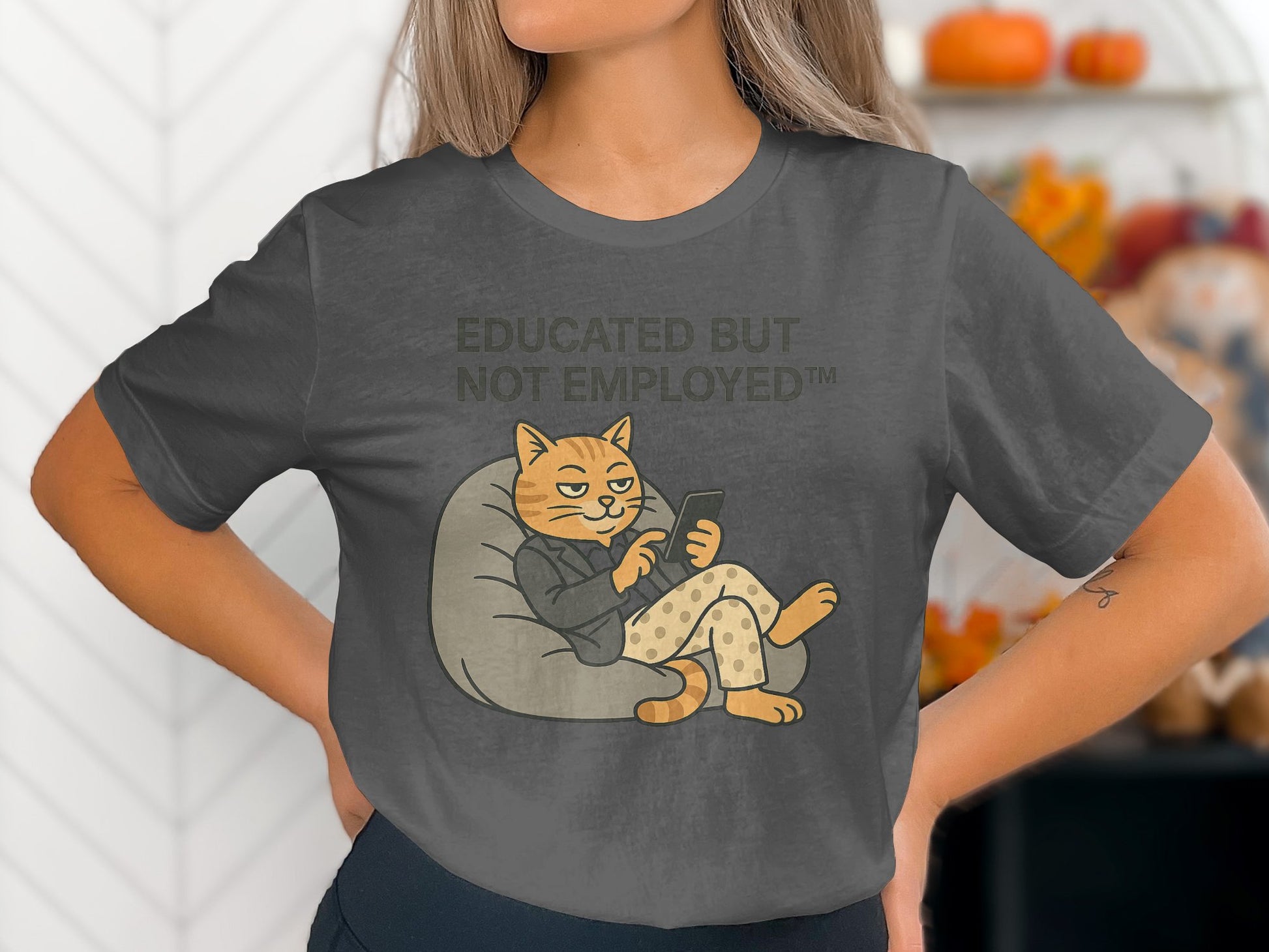 Educated But Not Employed Cat Graphic T-Shirt product