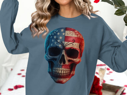 Patriotic American Skull Long Sleeve Graphic product