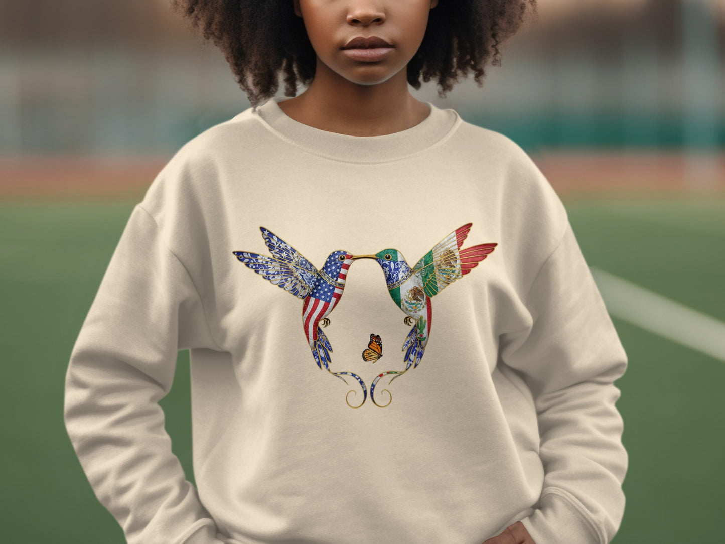 Colorful Hummingbird Graphic Print Sweatshirt product