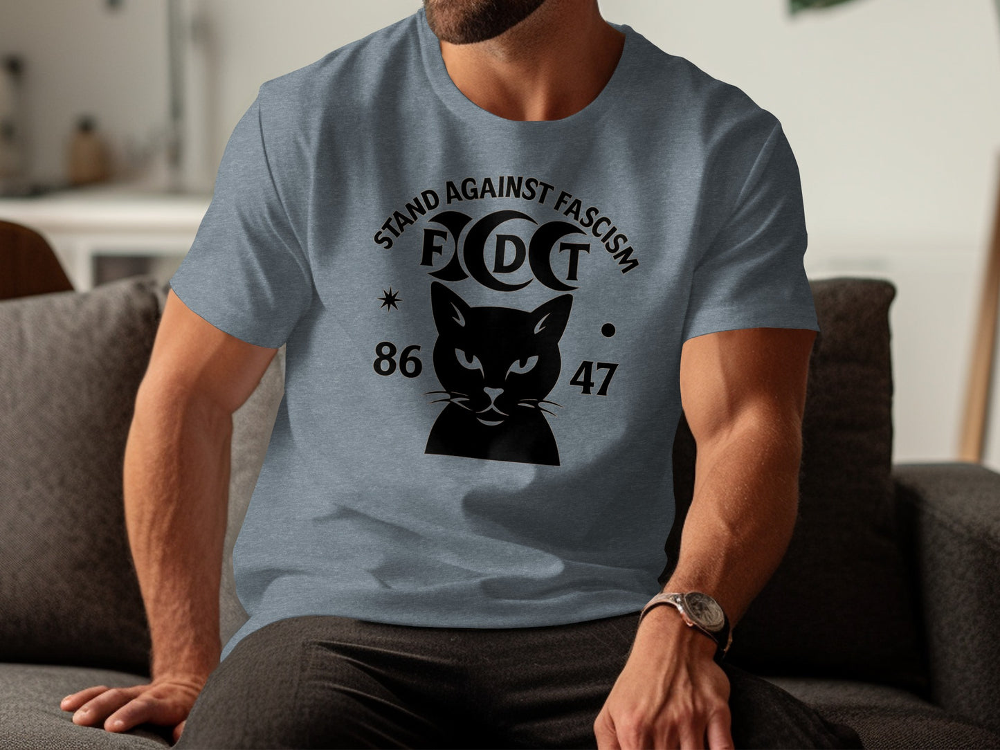 Stand Against Fascism Black Cat 8647 t-shirt
