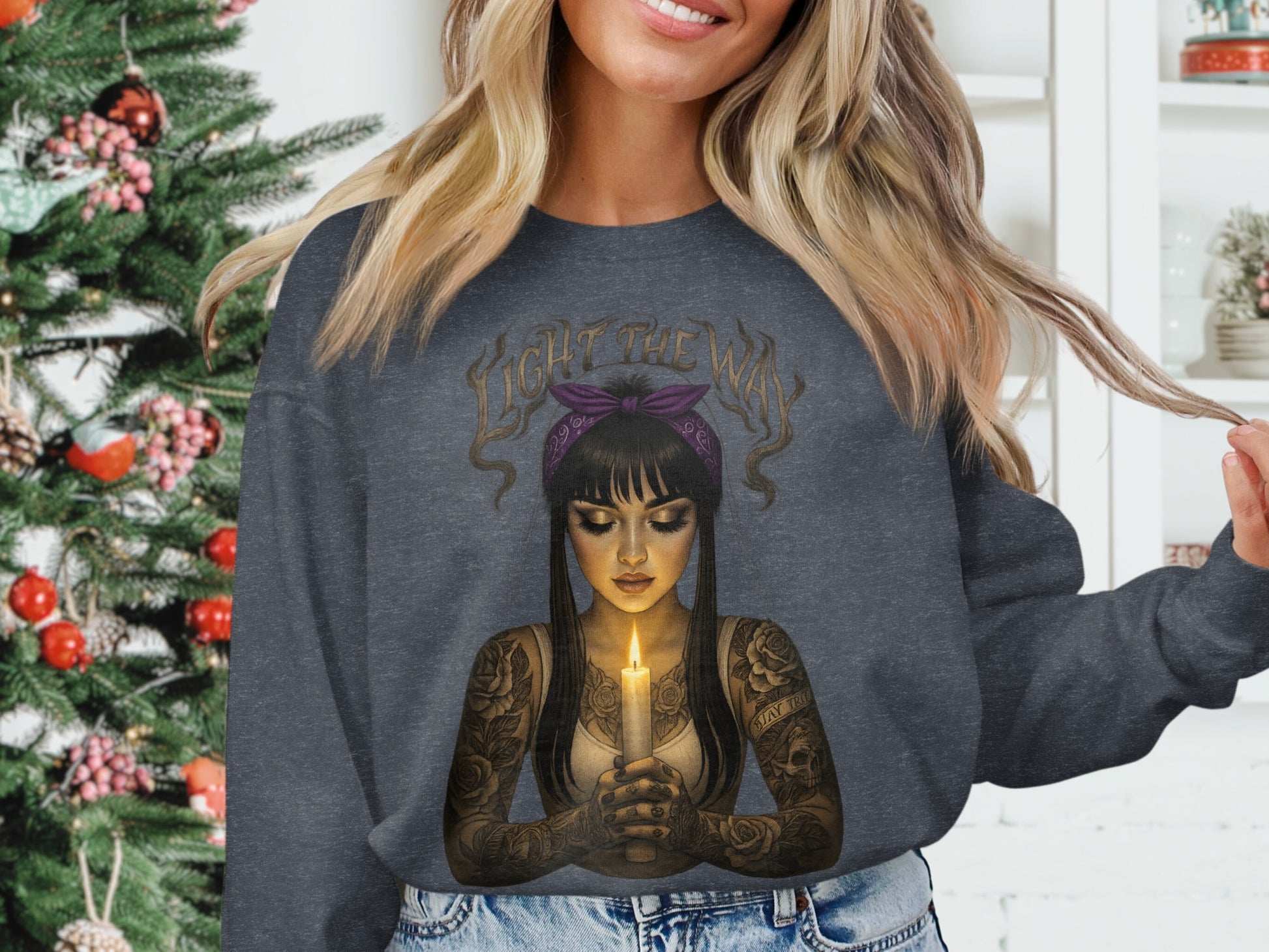 Light The Way Sweatshirt with Unique Tattoo Design product