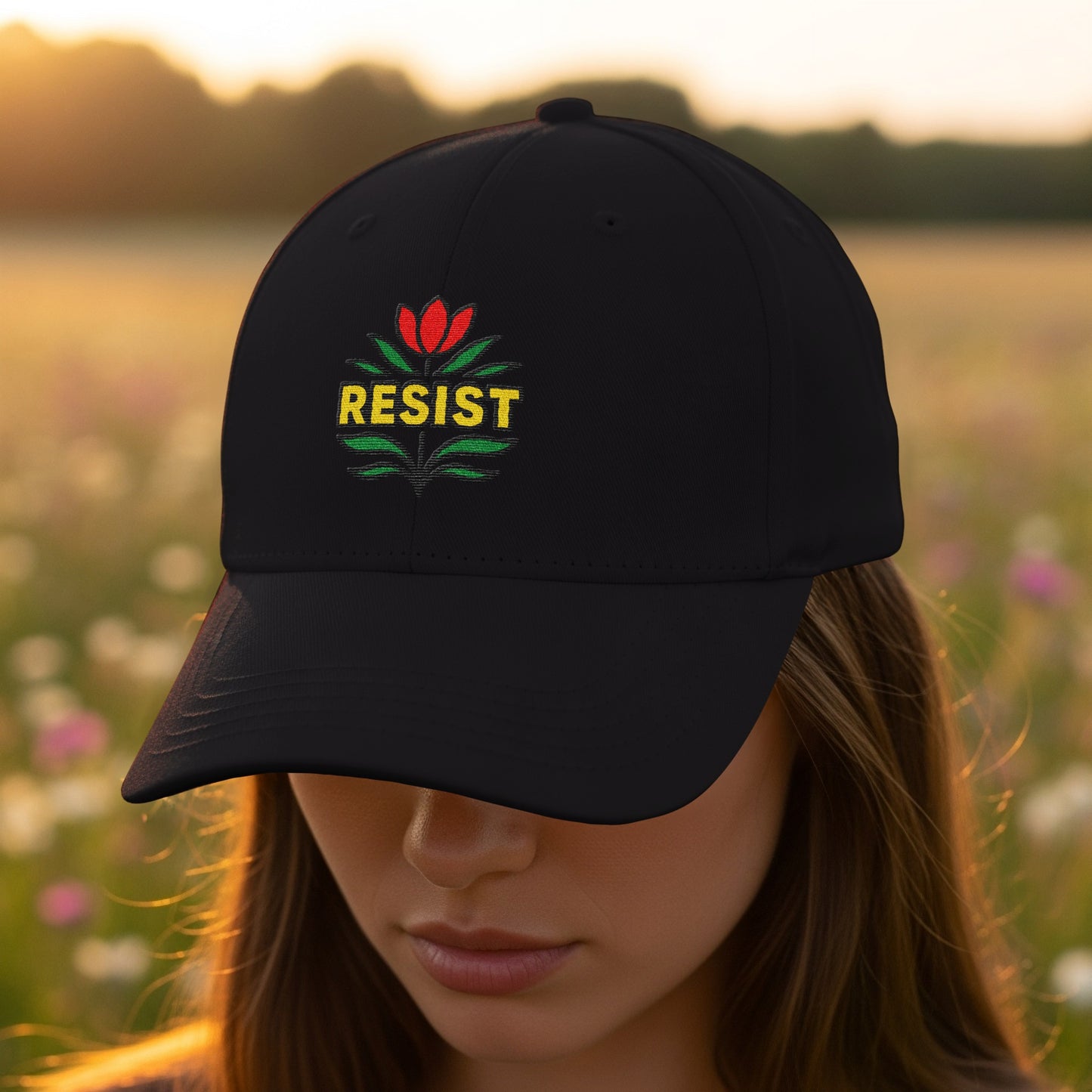 RESIST Flower Embroidered Adjustable Baseball product type