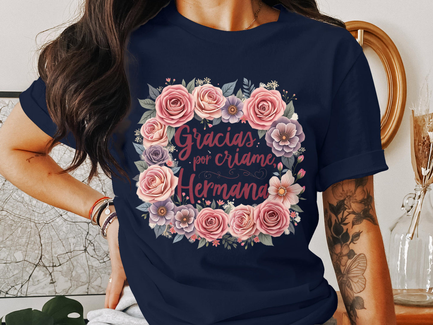 Gracias Por Cuidarme Hermana Floral Print product type