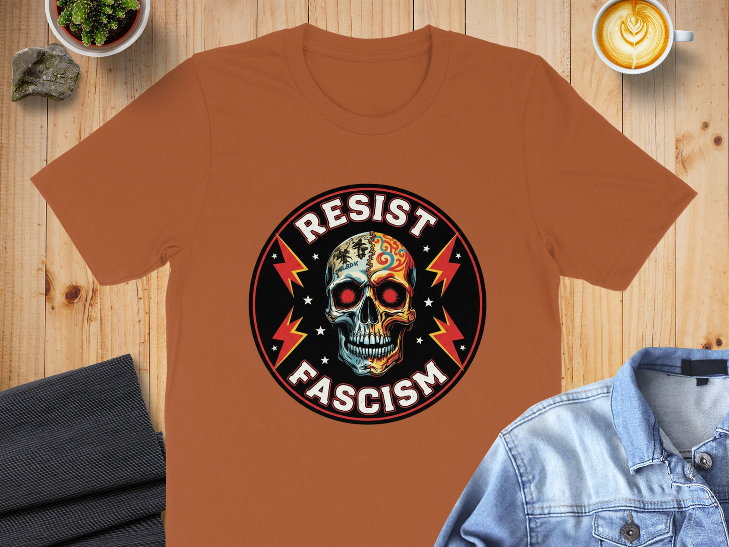 Resist Fascism Skull Graphic T-shirt product